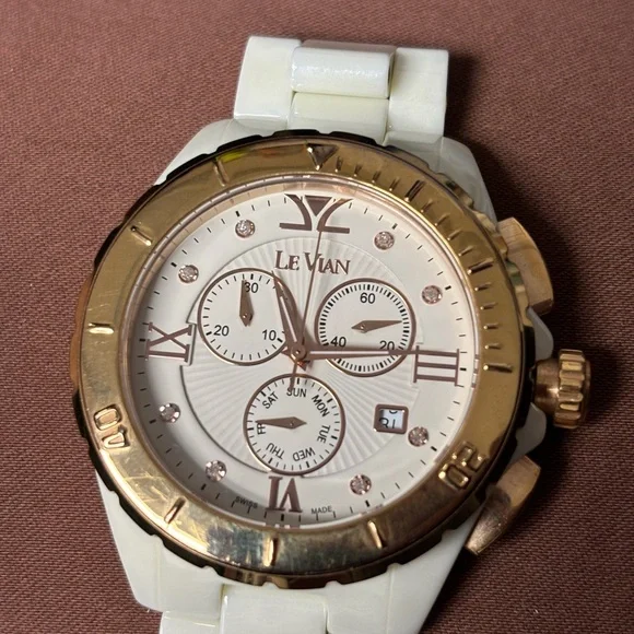 Le Vian Gold and White Chronograph Watch - Picture 7 of 11